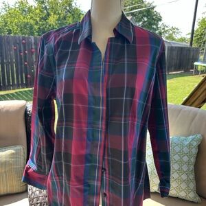 Investments Gold Label Taylor Red and Blue-multi color Plaid Button Down Shirt